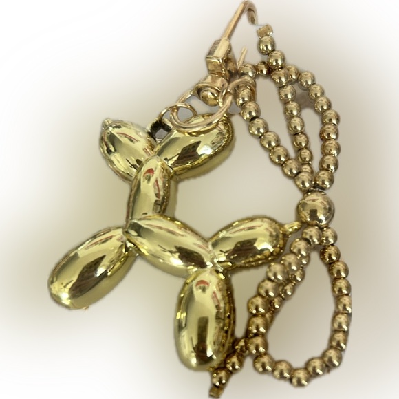 Accessories - Balloon Dog and Bow Keychain Bag charm choice of gold silver or gunmetal tone